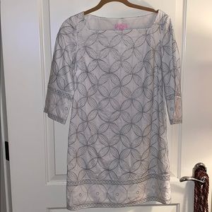Lilly Pulitzer White/ silver embroidery dress